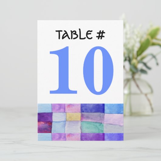 WATERVERF PATCHWORK TREE Table Number Kaart (Staand voorkant)