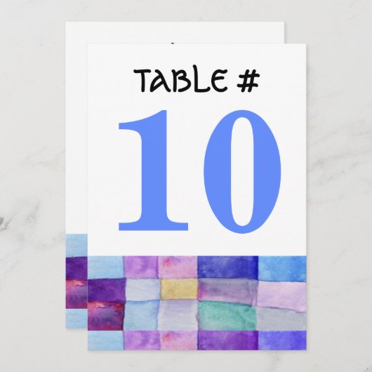 WATERVERF PATCHWORK TREE Table Number Kaart (Voorkant / Achterkant)