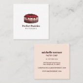 Waterverf patisserie vierkante visitekaartje (Voorkant / Achterkant)