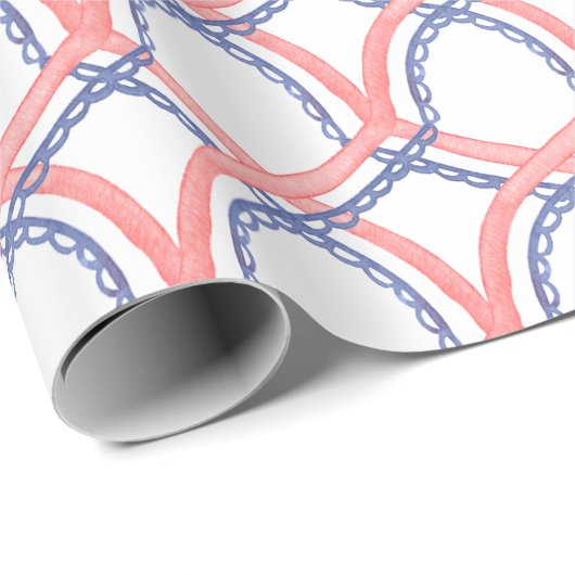 Waterverf Patriottisch Rood Wit & Blauw 4 juli  Cadeaupapier (Rol Hoek)