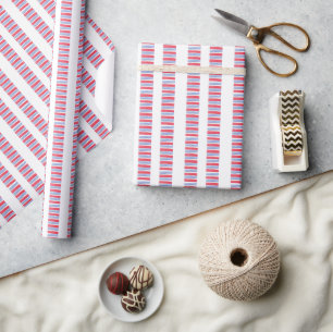 Waterverf Patriottisch Rood Wit & Blauw Strepen Cadeaupapier