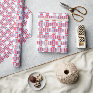 Waterverf Patriottisch Rood Wit & Blauw Strepen Cadeaupapier