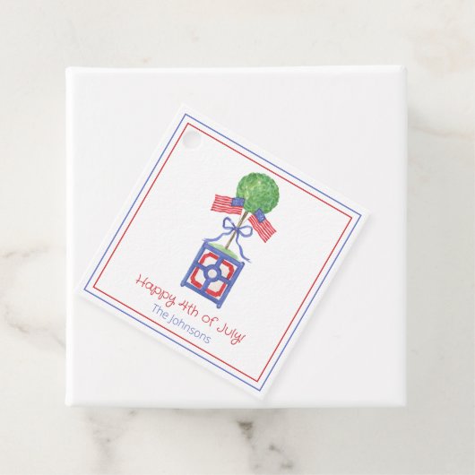 Waterverf Patriottische Amerikaanse vlag Topiary Bedankjes Labels (In situ)