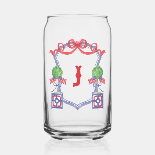 Waterverf Patriottische Amerikaanse vlag Topiary C Blikvorm Glas (Voorkant)