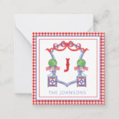 Waterverf Patriottische Amerikaanse vlag Topiary C Notitiekaartje (Voorkant)