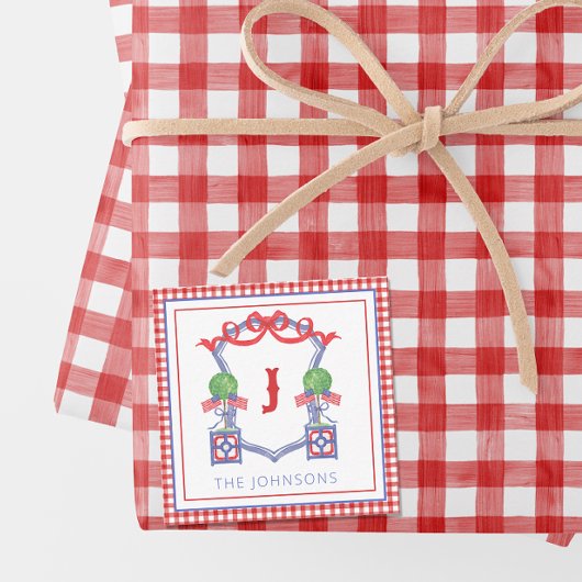 Waterverf Patriottische Amerikaanse vlag Topiary C Notitiekaartje