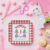 Waterverf Patriottische Amerikaanse vlag Topiary C Papieren Bordje (Feest)