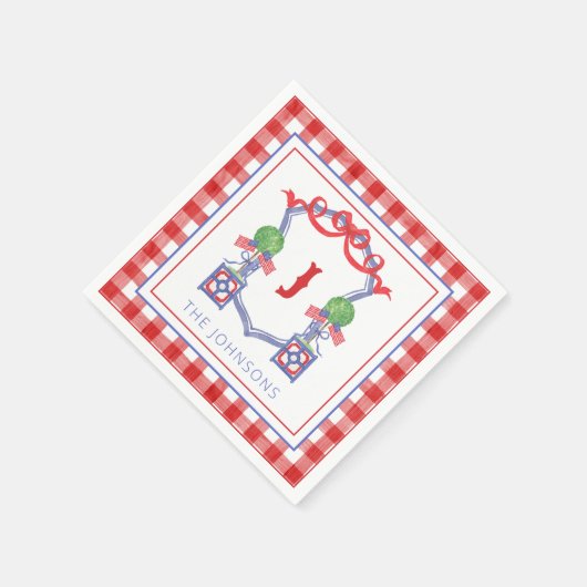 Waterverf Patriottische Amerikaanse vlag Topiary C Servet (Hoek)