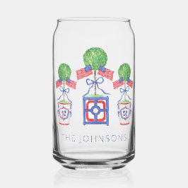 Waterverf Patriottische Amerikaanse vlag Topiary G Blikvorm Glas