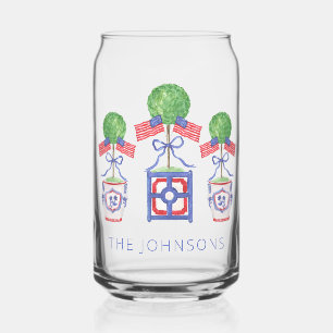 Waterverf Patriottische Amerikaanse vlag Topiary G Blikvorm Glas