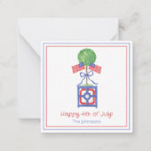 Waterverf Patriottische Amerikaanse vlag Topiary G Notitiekaartje (Voorkant)