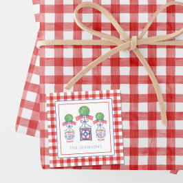 Waterverf Patriottische Amerikaanse vlag Topiary G Notitiekaartje