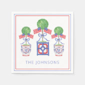 Waterverf Patriottische Amerikaanse vlag Topiary G Servet (Voorkant)