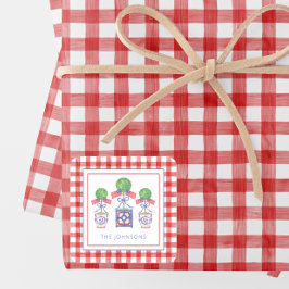 Waterverf Patriottische Amerikaanse vlag Topiary G Vierkante Sticker