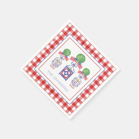 Waterverf Patriottische Amerikaanse vlag Topiary Servet (Hoek)