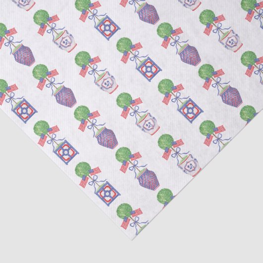 Waterverf Patriottische Amerikaanse vlag Topiary Tissuepapier (Detail)