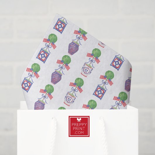 Waterverf Patriottische Amerikaanse vlag Topiary Tissuepapier