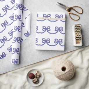Waterverf Patriottische Blauwe Bogen Cadeaupapier