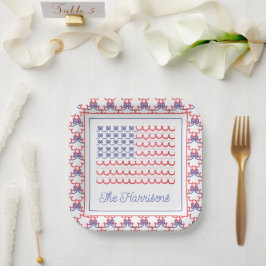 Waterverf Patriottische Boog Amerikaanse Vlag Papieren Bordje