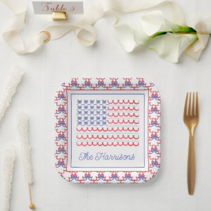 Waterverf Patriottische Boog Amerikaanse Vlag Papieren Bordje