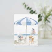 Waterverf Patriottische Hond Americana Beach Scene Briefkaart (Staand voorkant)