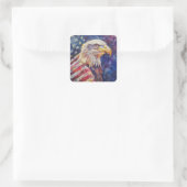 Waterverf Patriottische Kale Adelaar Amerikaanse v Vierkante Sticker (Tas)