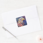 Waterverf Patriottische Kale Adelaar Amerikaanse v Vierkante Sticker (Envelop)