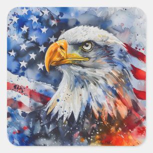 Waterverf Patriottische Kale Adelaar Amerikaanse v Vierkante Sticker