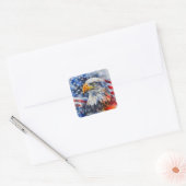 Waterverf Patriottische Kale Adelaar Amerikaanse v Vierkante Sticker (Envelop)