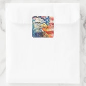 Waterverf Patriottische Kale Adelaar Amerikaanse v Vierkante Sticker (Tas)