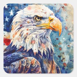 Waterverf Patriottische Kale Adelaar Amerikaanse v Vierkante Sticker