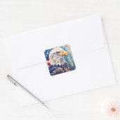 Waterverf Patriottische Kale Adelaar Amerikaanse v Vierkante Sticker (Envelop)