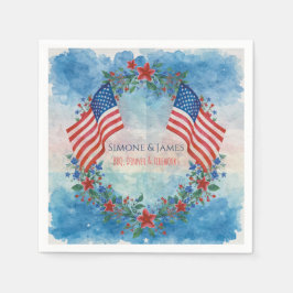 Waterverf Patriottische Krans 4 juli Decoratie Servet