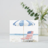 Waterverf Patriottische Rood Wit & Blauw Strand Sc Feestdagenkaart (Staand voorkant)