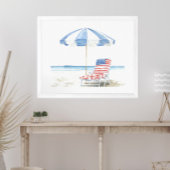 Waterverf Patriottische Rood Wit & Blauw Strand Sc Poster