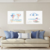 Waterverf Patriottische Rood Wit & Blauw Strand Sc Poster