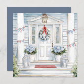 Waterverf patriottische veranda blij op 4 juli feestdagenkaart (Voorkant / Achterkant)