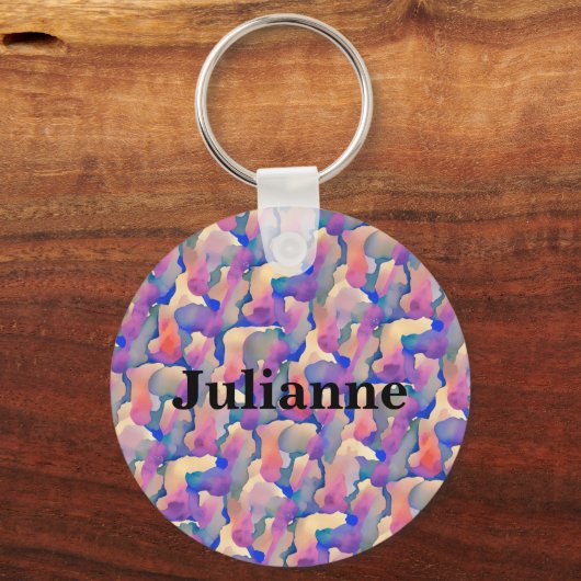 Waterverf Patroon Aangepaste Sleutelhanger (Voorkant)