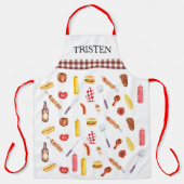 Waterverf Patroon BBQ Grill Grill Rookmachine Schort (Voorkant)