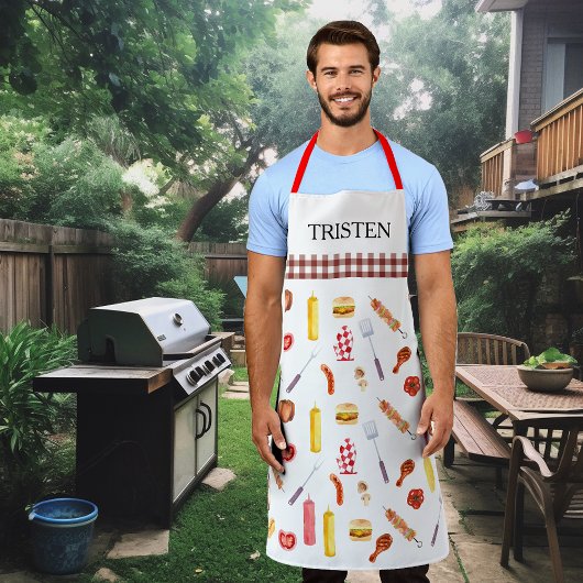 Waterverf Patroon BBQ Grill Grill Rookmachine Schort