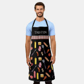 Waterverf Patroon BBQ Grill Grilling Smoker Apro Schort (Gedragen)