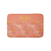 Waterverf patroon bloem roze geel sinaasappel badmat (Voorkant)