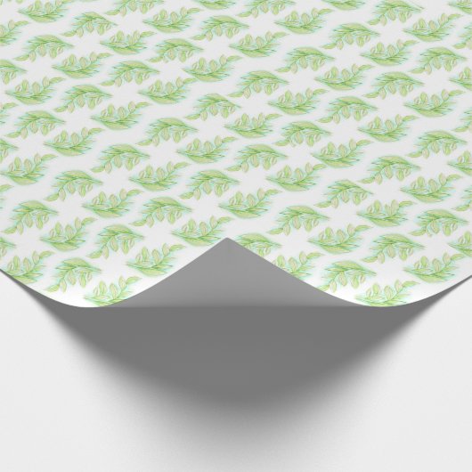 Waterverf patroon brongele groene bladeren cadeaupapier (Hoek)