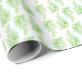 Waterverf patroon brongele groene bladeren cadeaupapier (Rol Hoek)
