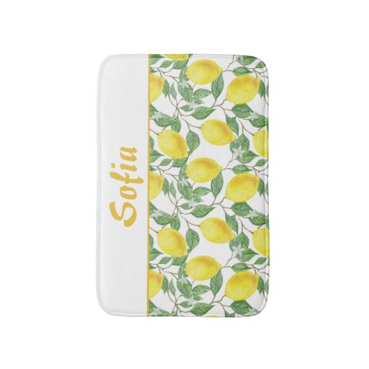 Waterverf patroon citroengeel badmat (Voorkant Verticaal)