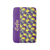 Waterverf patroon citroengeel paarse badmat (Voorkant Verticaal)