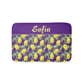 Waterverf patroon citroengeel paarse badmat (Voorkant)