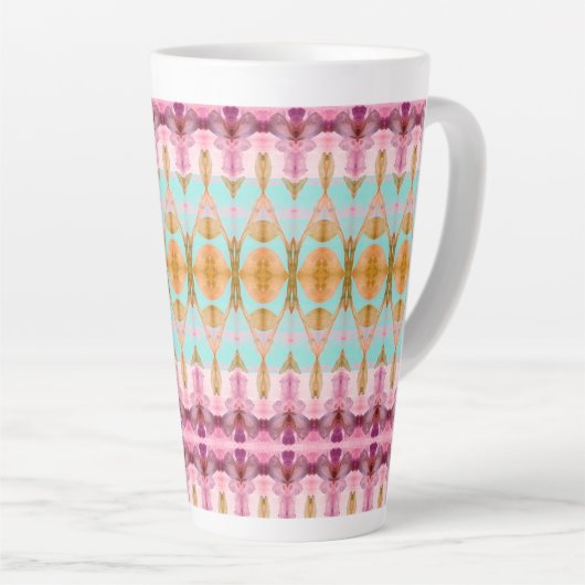 Waterverf patroon geaccentueerd met turquoise latte mok (Rechterhoek)