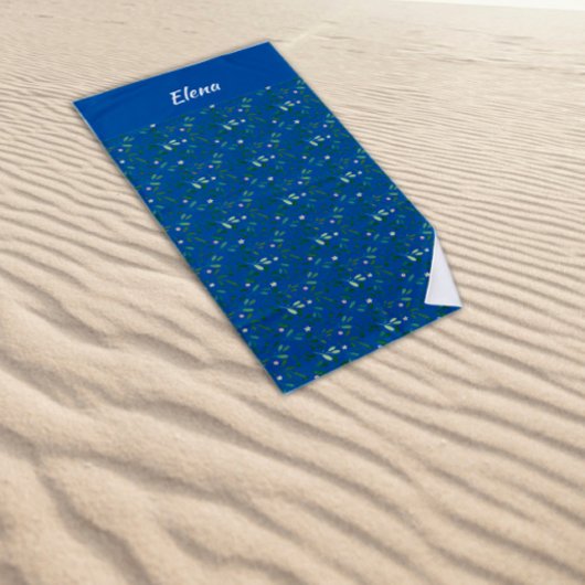 Waterverf Patroon Groen Bladnaam Blauw Strandlaken