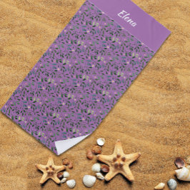 Waterverf Patroon Groen Bladnaam Lavendel Strandlaken